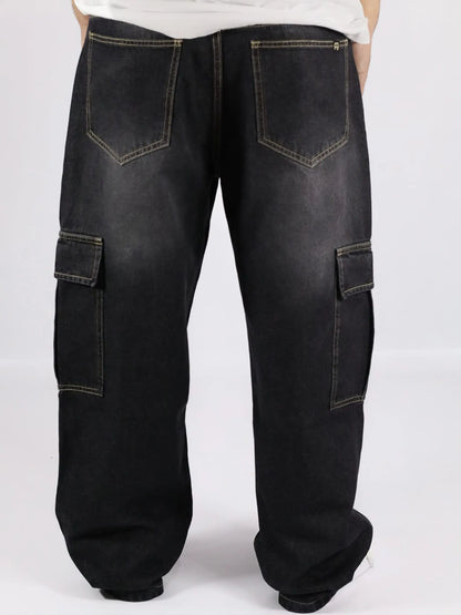 Cargo Baggy Jeans Negro / HOMBRE