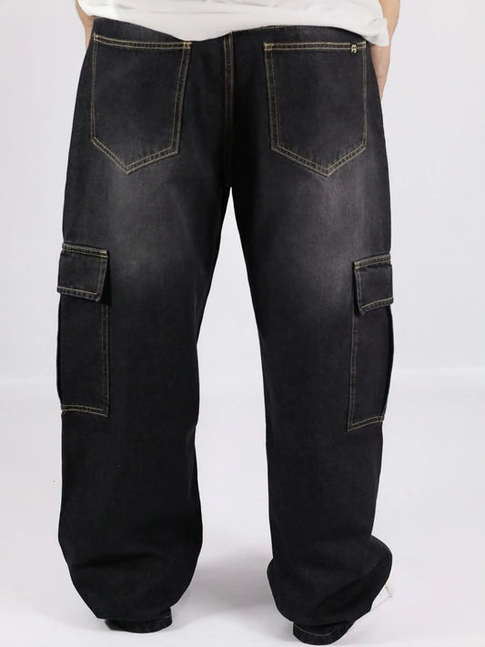 Cargo Baggy Jeans Negro / HOMBRE