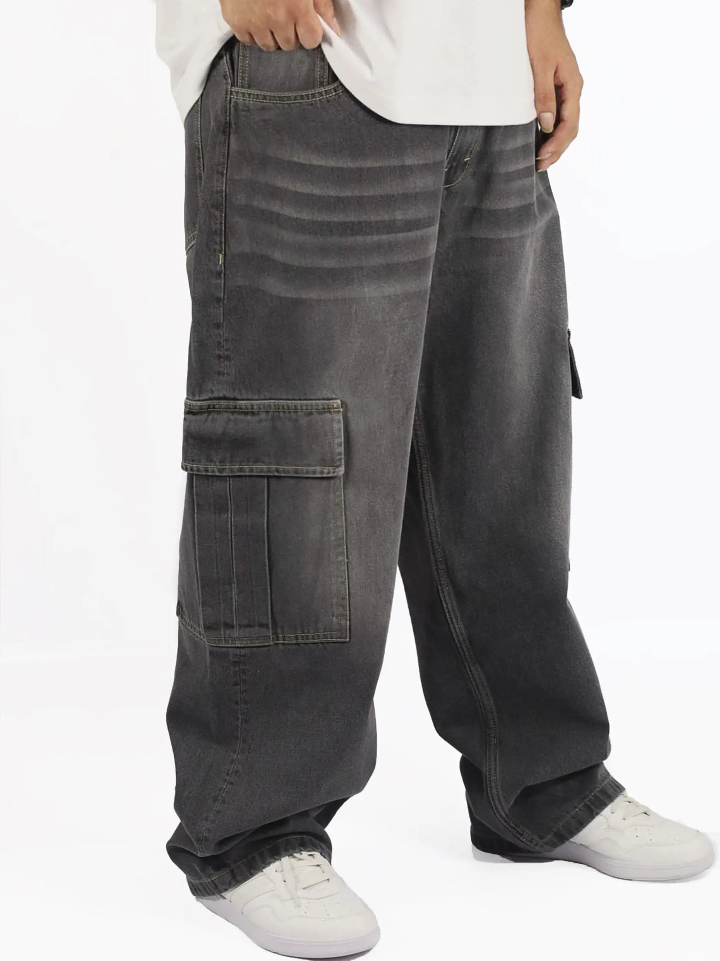 Cargo Baggy Jeans Gris / HOMBRE