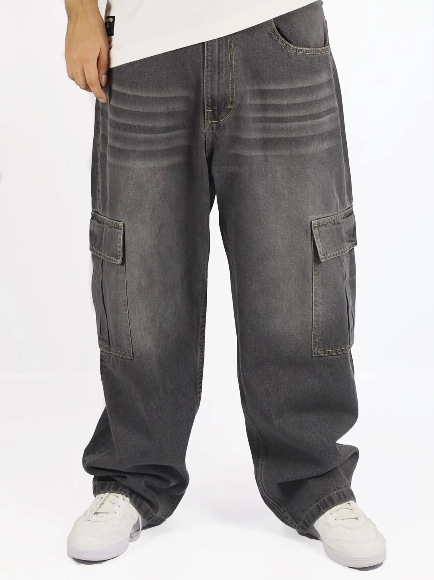 Cargo Baggy Jeans Gris / HOMBRE