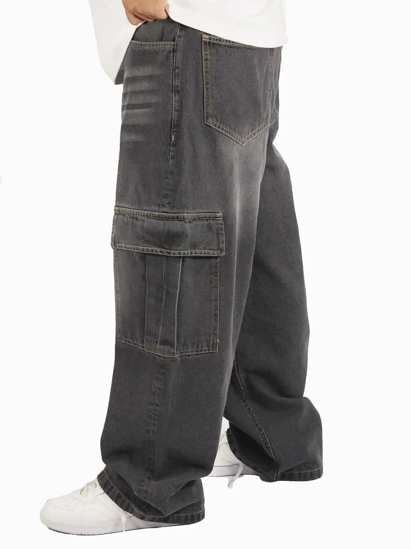 Cargo Baggy Jeans Gris / HOMBRE