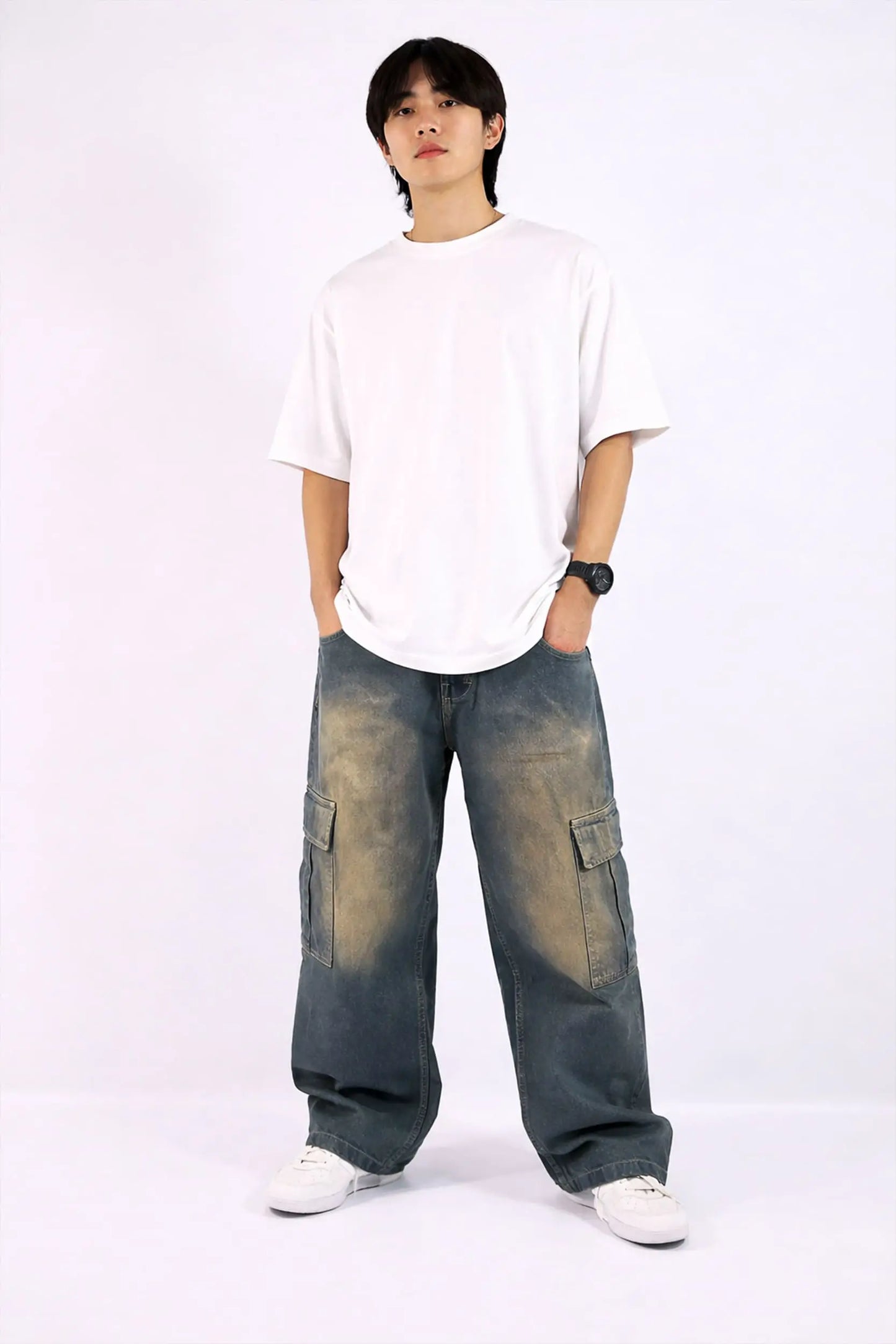 Cargo Baggy Jeans Azul / HOMBRE